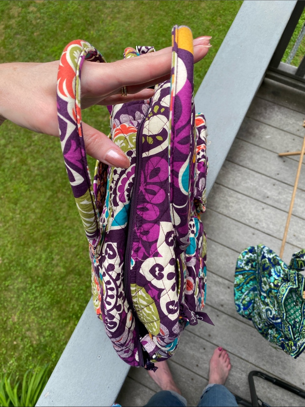 Vera Bradley Plum Crazy Quilted Travel Bag Shoulder Strap Weekender SMELLS MUSTY - Picture 6 of 17